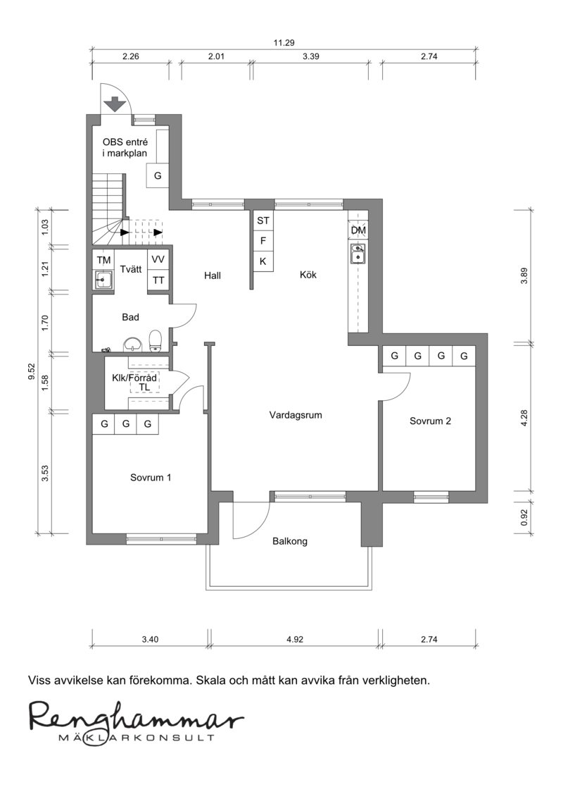 Planritning måttsatt